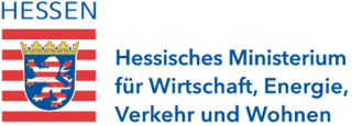 Das Bild zeigt das Wappen von Hessen und das Logo des Hessischen Ministeriums für Wirtschaft, Energie, Verkehr und Wohnen.